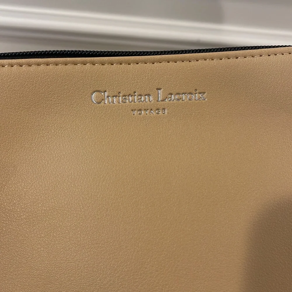 Christian Lacroix Beige leather Cosmetic Bag Trio